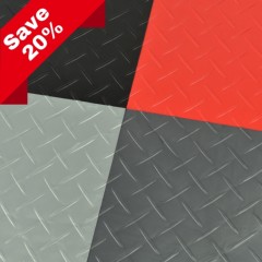 RaceDeck Diamond Garage Floor Tile 1/2 Inch x 1x1 Ft. in Black, Red, Alloy, Graphite