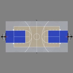 DunkStar BaseCourt Outdoor Tile with Lines 30x60 Ft. with lines beige bright blue gray