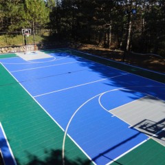 DunkStar BaseCourt Outdoor Tile 5/8 Inch x 1x1 Ft. bright blue evergreen gray basketball pickleball inline hockey court