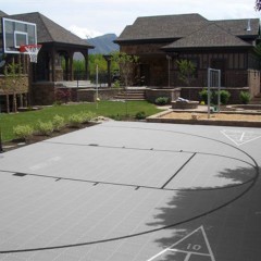 DunkStar BaseCourt Outdoor Tile with Lines 30x60 Ft. basketball and shuffleboard court in gray