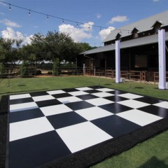 SnapLock Dance Floor Plus Standard Tiles 1/2 Inch x 3x3 Ft. outdoor farm event in Slate White and Black