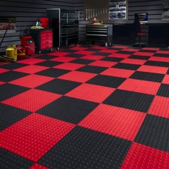 TechFloor Solid Garage Tile with Raised Squares Carton of 10