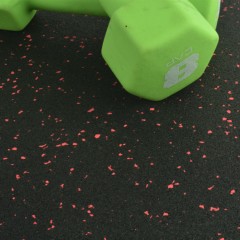 Rubber Tile Interlocking 2x2 Ft 1/2 Inch 10% Color red-80 with green dumbbell