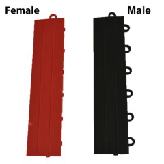 VersaCourt Boost Outdoor Court Edge Reducer 1/2 Inch x 2x12 Inches Pack of 10 red male border and black female border labeled