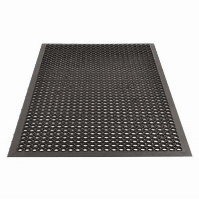Beveled Drain Step Anti-Fatigue Mat 3X5 ft Black full tile.