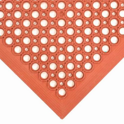 SaniTop Anti-Fatigue Mat 3X10 ft Red corner.