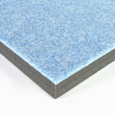 Cheer Mats for school and competition 6x42 ft x 1-3/8 Inch Roll Out cheerleading mats light blue corner close up
