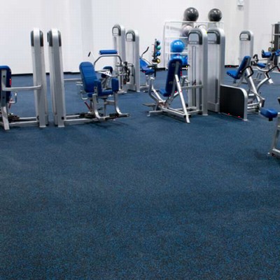  Interlocking Rubber Gym Floor Tile 23x23 Inch x 8 mm Black Eureka Blue Eureka Gym