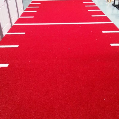 V-Max Artificial Grass Turf in color red with hashmarks in commercial gym