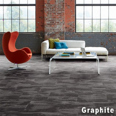 Oil and Water Commercial Carpet Tiles .32 Inch x 50x50 cm per Tile Sitting Room in Graphite