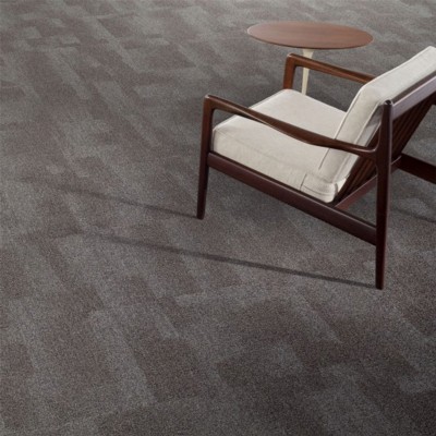 Replicate Commercial Carpet Tile .31 Inch x 50x50 cm per Tile Dark Slate with Chair