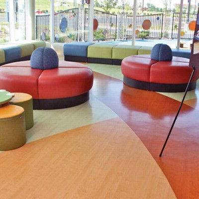 Wood Grain Natural Commercial Sheet Vinyl Flooring Roll with Topseal Lobby