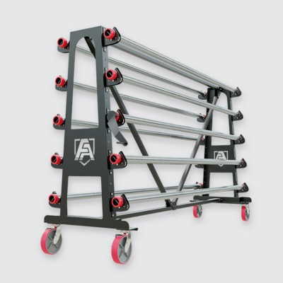 Gym Floor Covering Rolls Storage Rack 7,000 SF Capacity two racks one with rolls