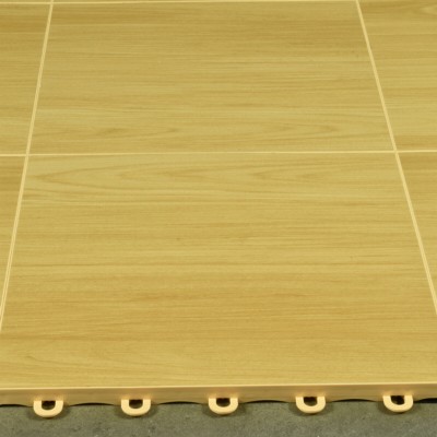 HomeMax Raised Floor Tile 5/8 Inch x 1x1 Ft. honey oak install close up