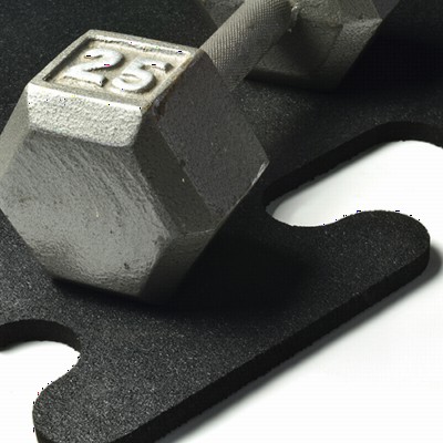 Megalock Rubber Tile 1/2 Inch Black with dumbbell