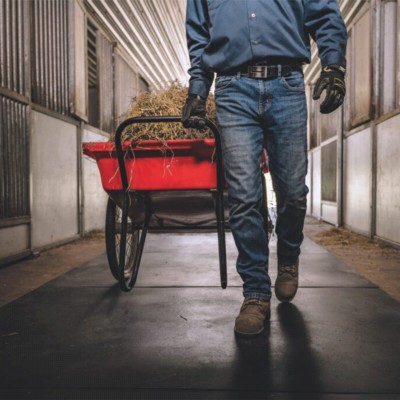 Rubber Mat Classic Straight Edge 1/2 Inch x 4x6 Ft. Barn Aisle with Wheel barrow 