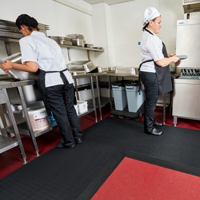 Vynagrip Heavy Duty Industrial Matting Black 3 x 33 ft Roll in Commercial Kitchen
