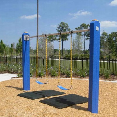 Blue Sky Rubber Swing Mats 3 x 5 Ft x 2 Inch thick playground mats showing swings.