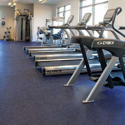 Rubber Gym Flooring Square Tiles Domination 38 x 38 Inch x 10mm gym install.