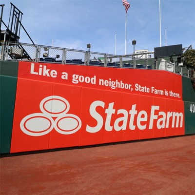 Safety Outdoor Stadium Pad 2 Inch x 4x5 Ft. Z Clip Attachment in red with logo