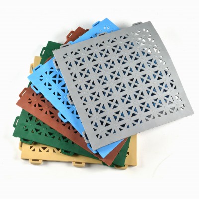 stack of 5 Staylock Perforated Outdoor Deck tiles