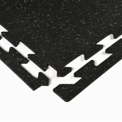 Rubber Tile Interlocks with Borders Confetti 8mm 25x25 Inches Pacific Workout rubber tiles