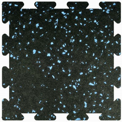Rubber Tile Interlocking 2x2 Ft x 1/4 Inch Big Chip 20% Color interlock full tile blue
