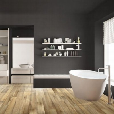 Mediterranean Scene Laminate SPC Flooring 36.02 Sq Ft per Carton Bathroom