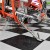 Modular Garage Floor Tiles Under Customer Motorcycle Kickstand