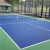 Navy Blue and Sport Green Pickleball Court Kit with Lines 30x60 Ft. with net and fence around court